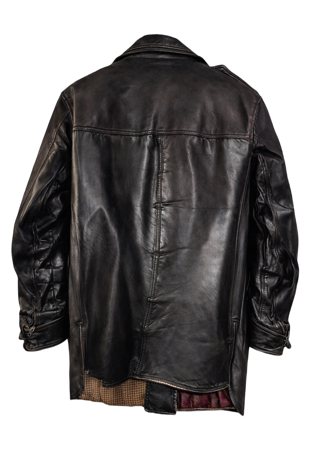 1980s Dark Brown Leather Jacket - Back View