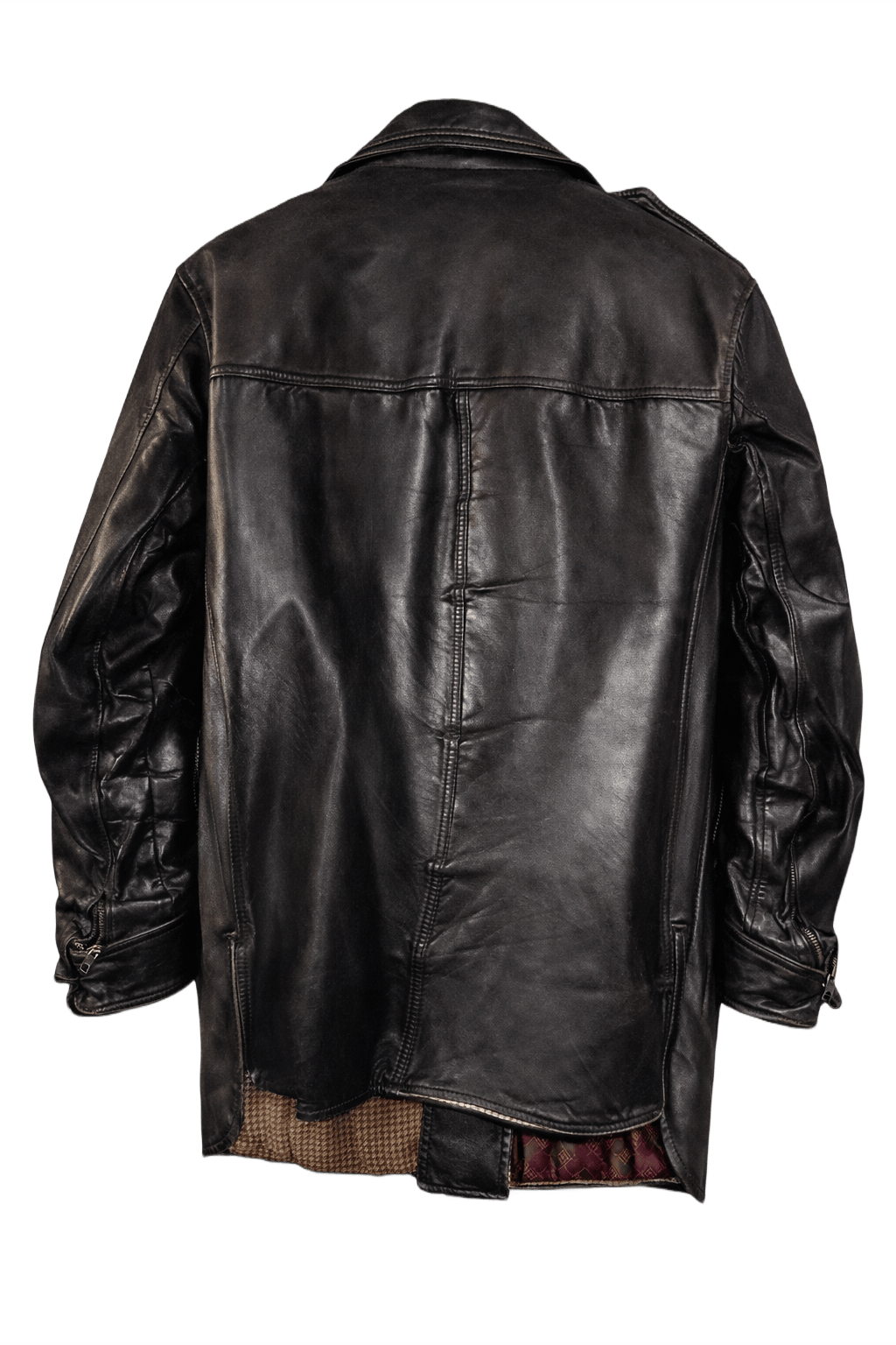 1980s Dark Brown Leather Jacket - Back View