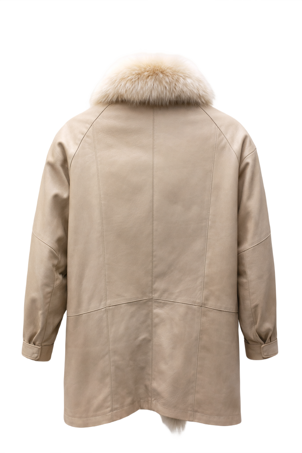 1980s Beige Leather Coat - Back View