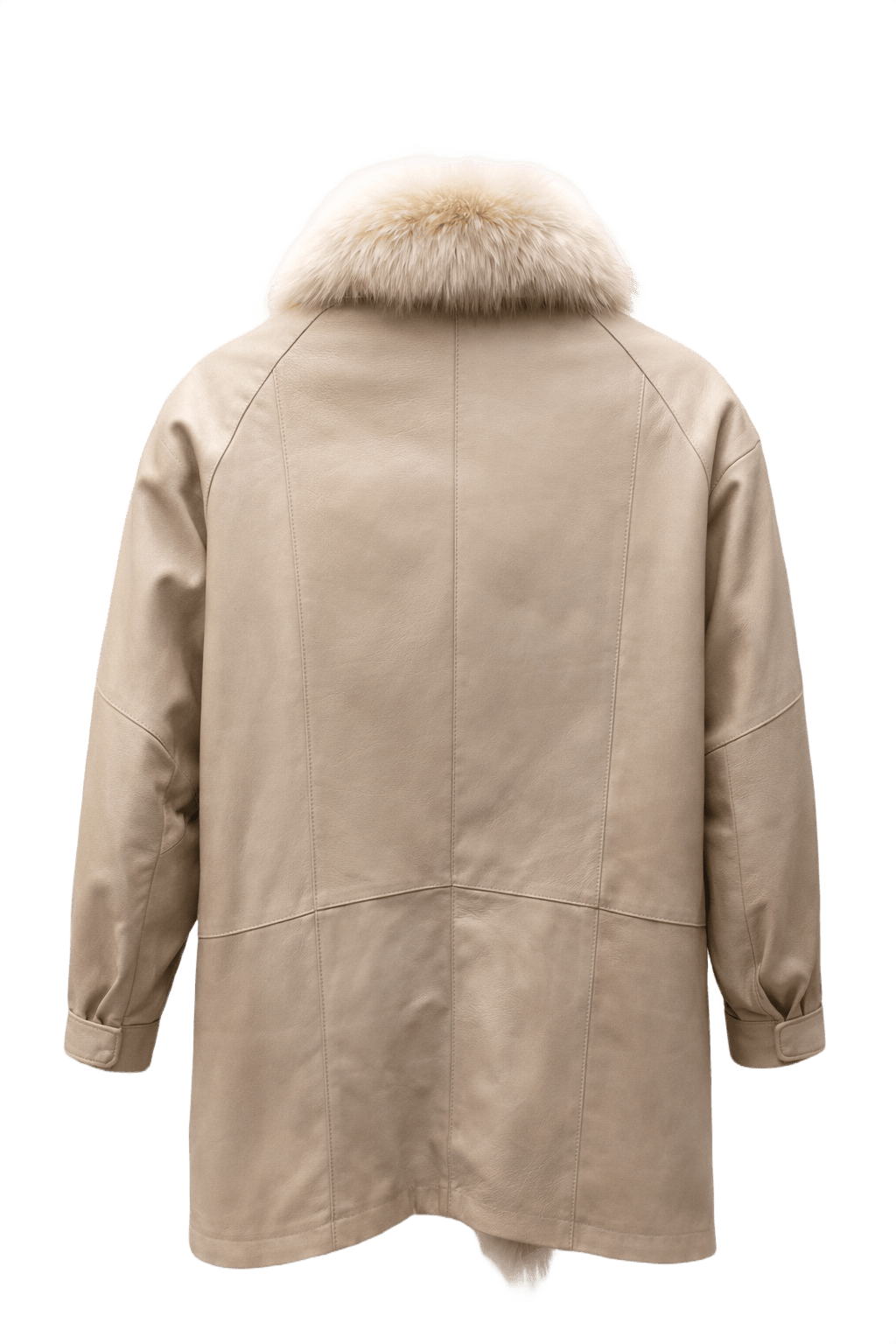 1980s Beige Leather Coat - Back View