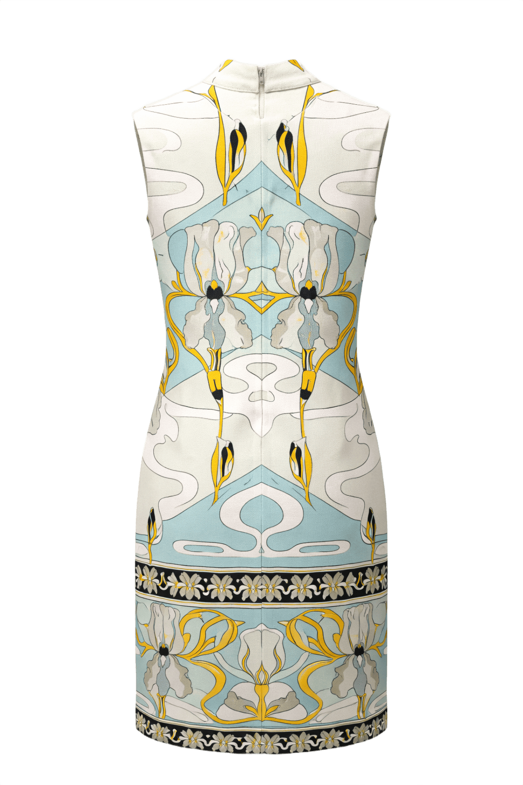 1960s Blue Cotton Shift Dress - Back View