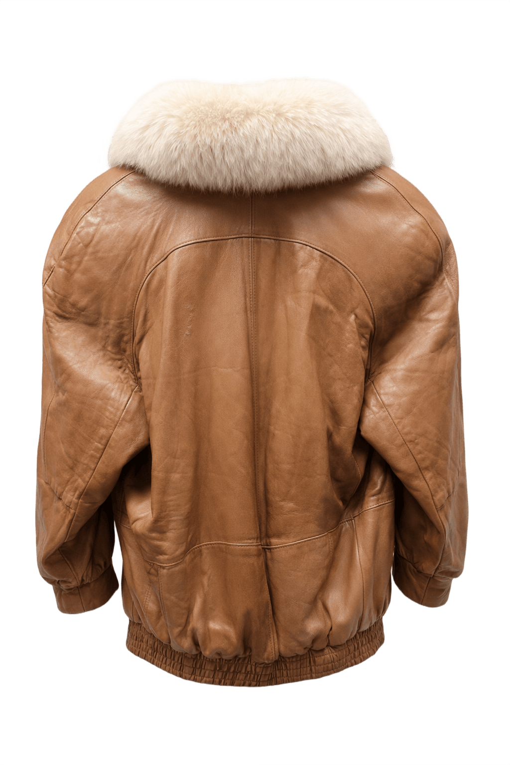 1980s Tan Leather Jacket - Back View