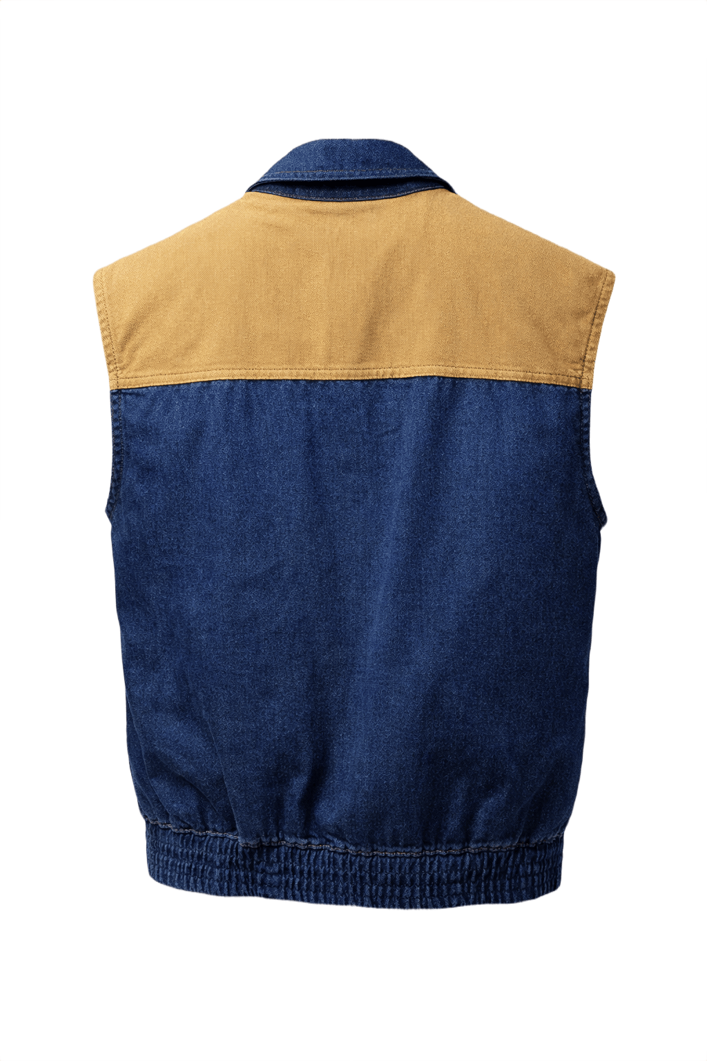 1980s Blue Denim Sherpa Vest - Back View