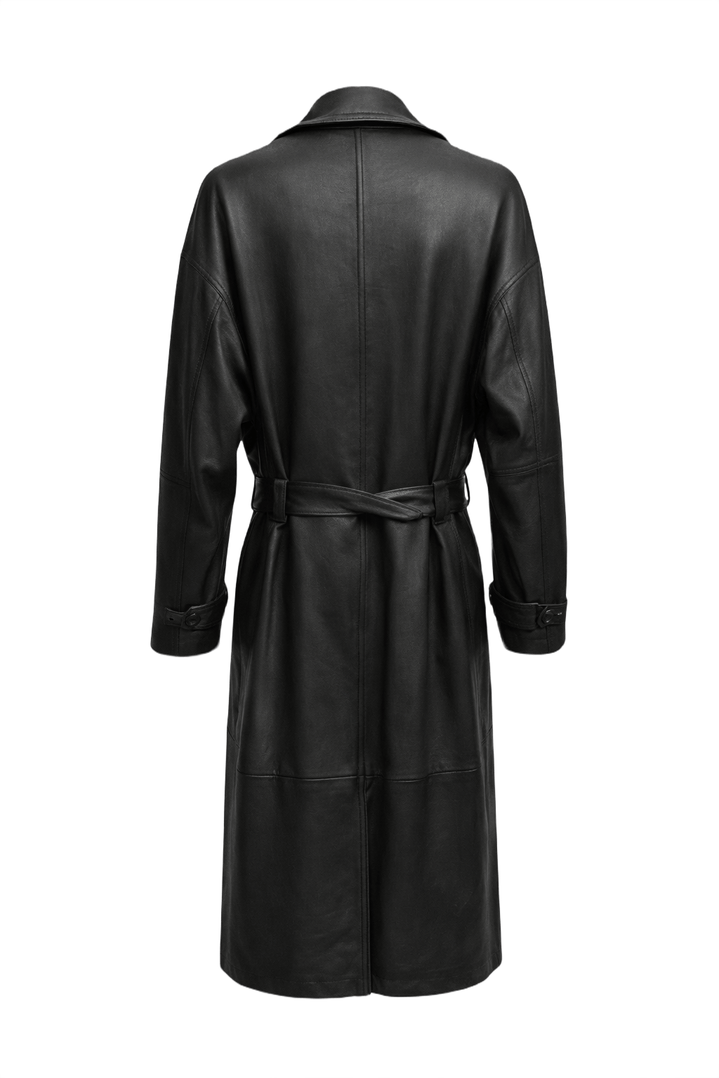 1990s Black Leather Coat - Back View