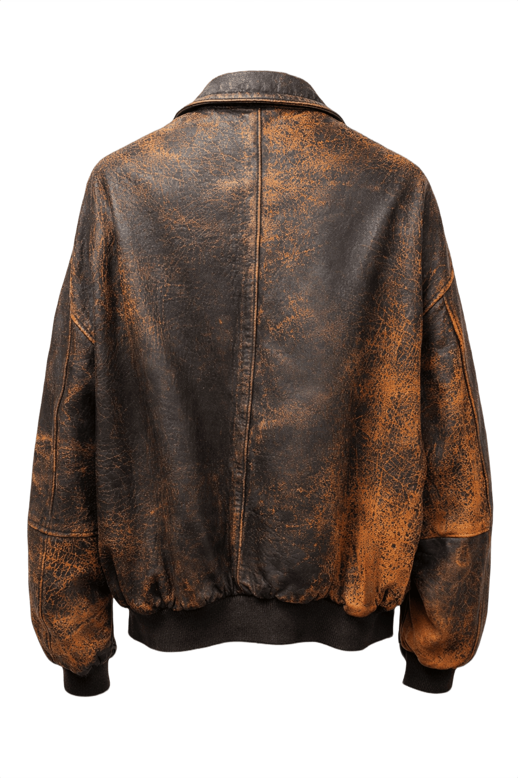 90s Brown Leather Jacket - Back View