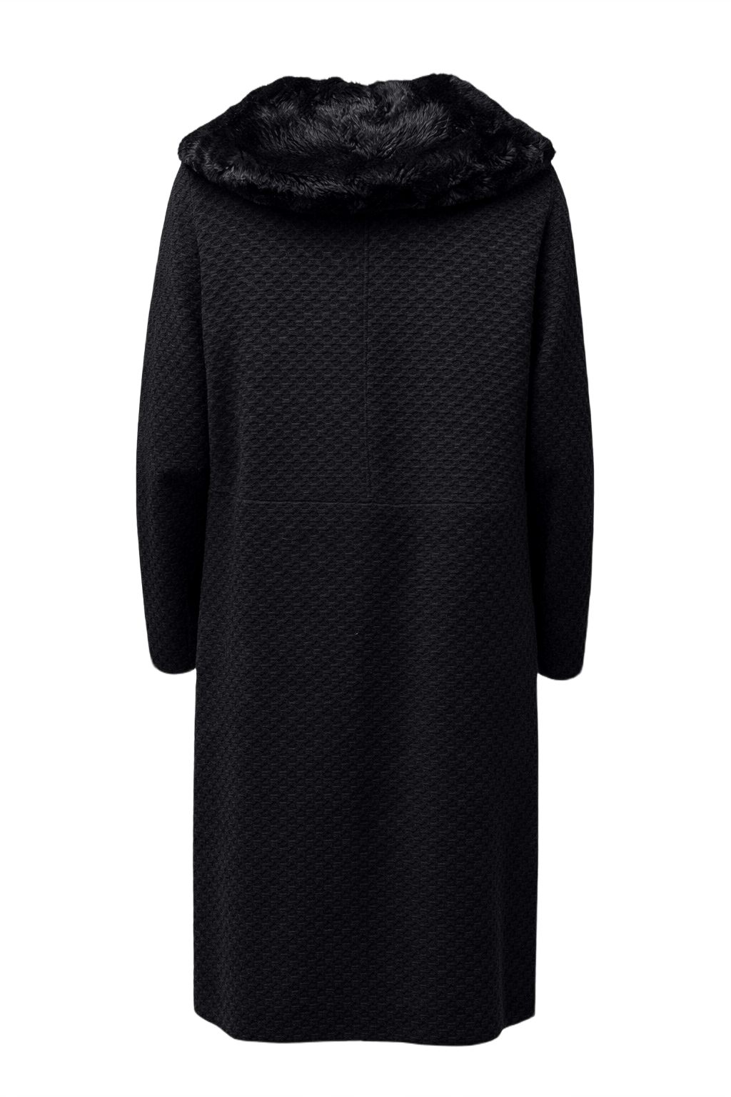 1960s Black Polyester Blend Coat - Back View