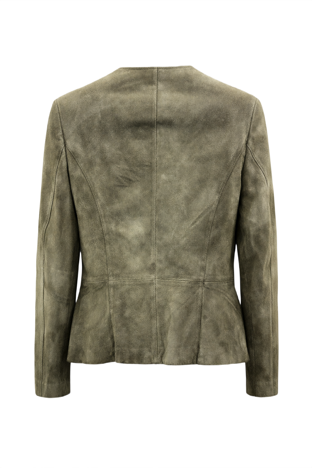 1990s Olive Green Suede Jacket - Back View