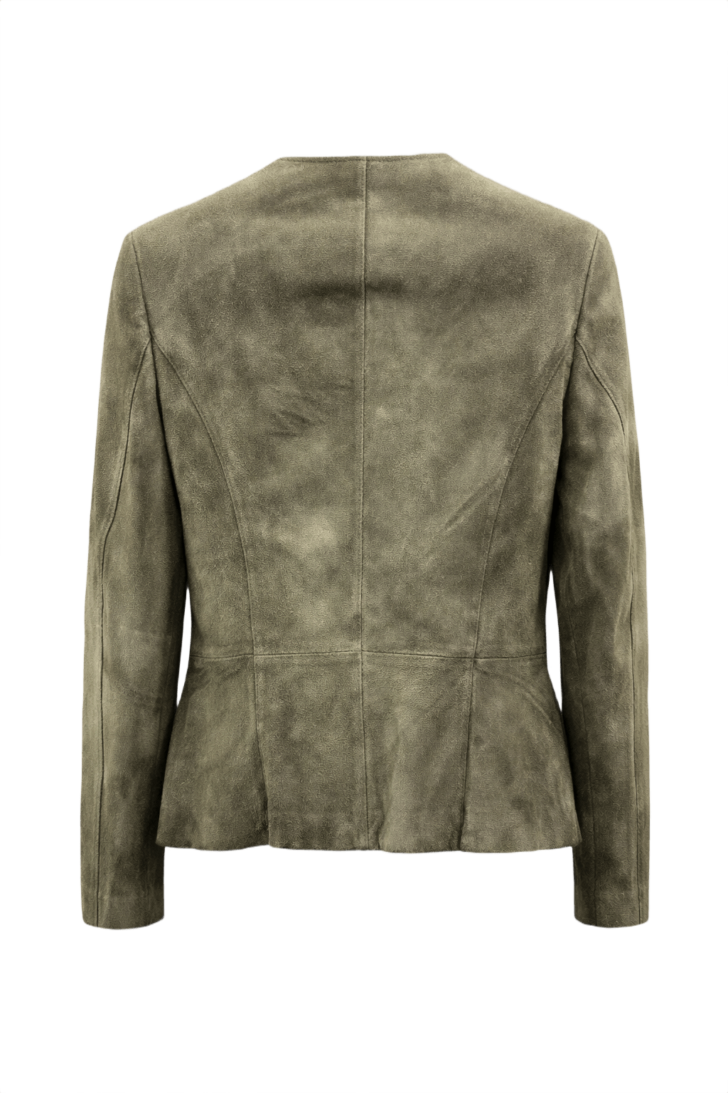 1990s Olive Green Suede Jacket - Back View