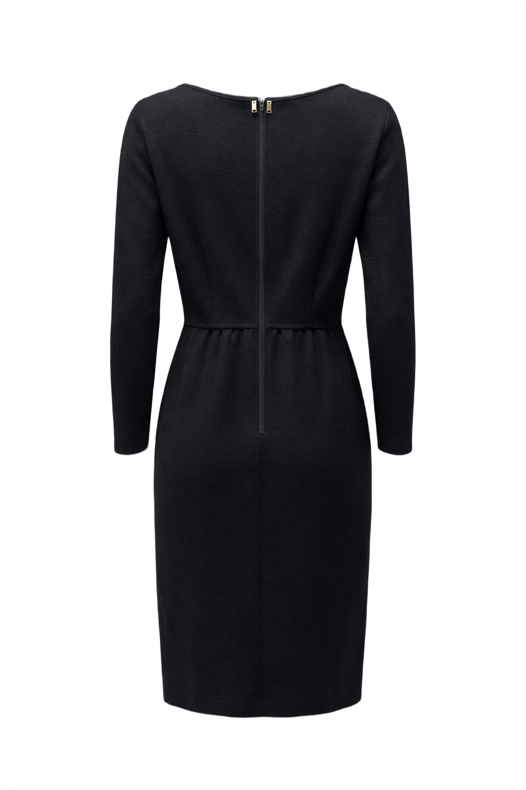1970s Black Wool Blend Dress - Back View