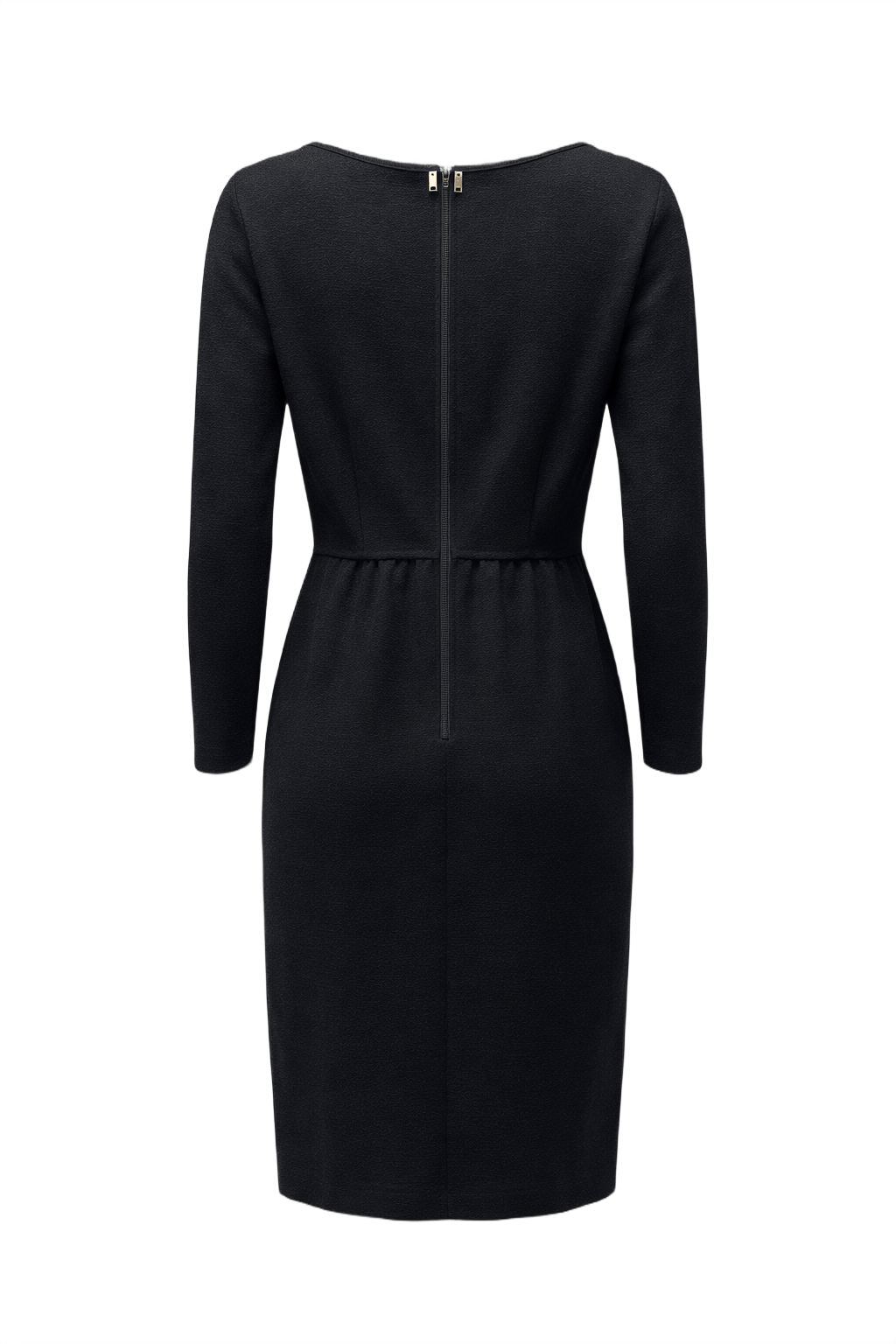 1970s Black Wool Blend Dress - Back View