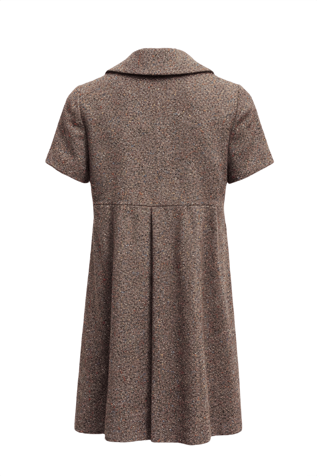 1960s Brown Tweed Shift Dress - Back View