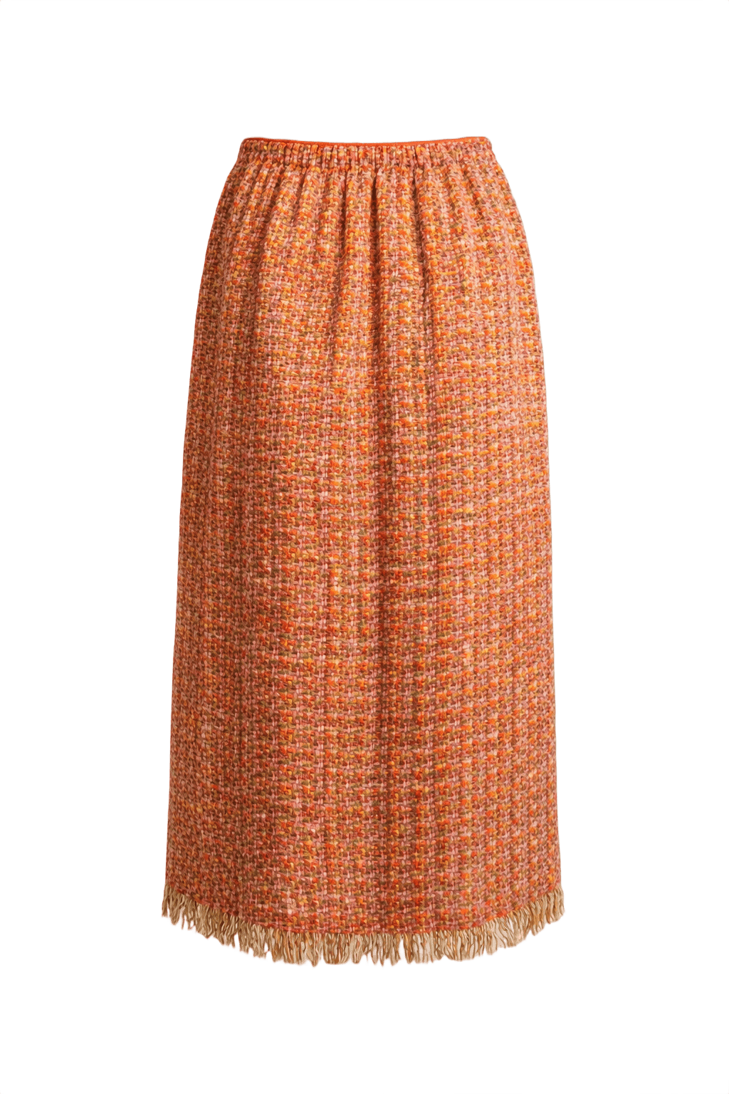 1960s Orange Wool Blend Skirt - Back View