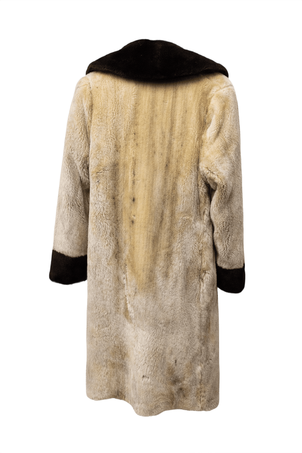 1970s Beige Faux Fur Coat - Back View