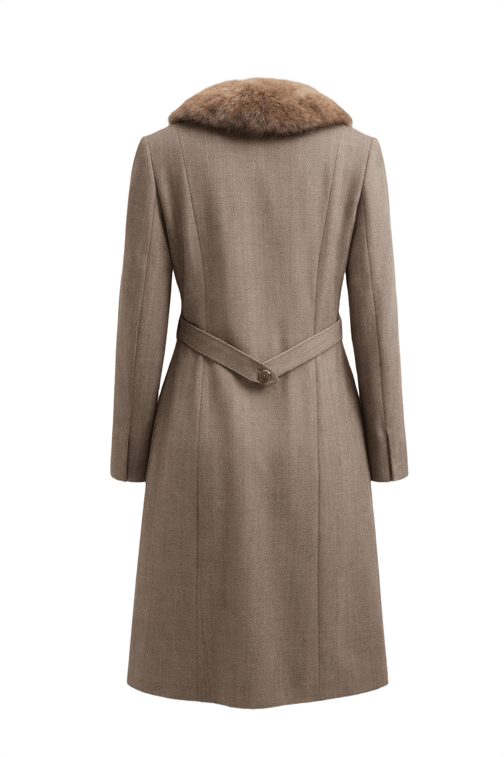 1960s Taupe Wool Coat - Back View