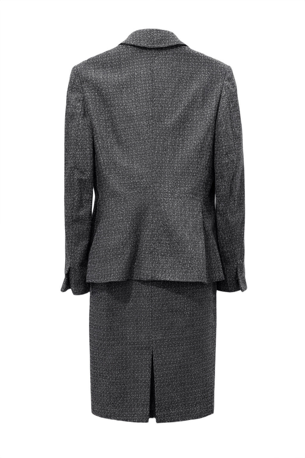 1960s Charcoal Grey Tweed Skirt Suit - Back View