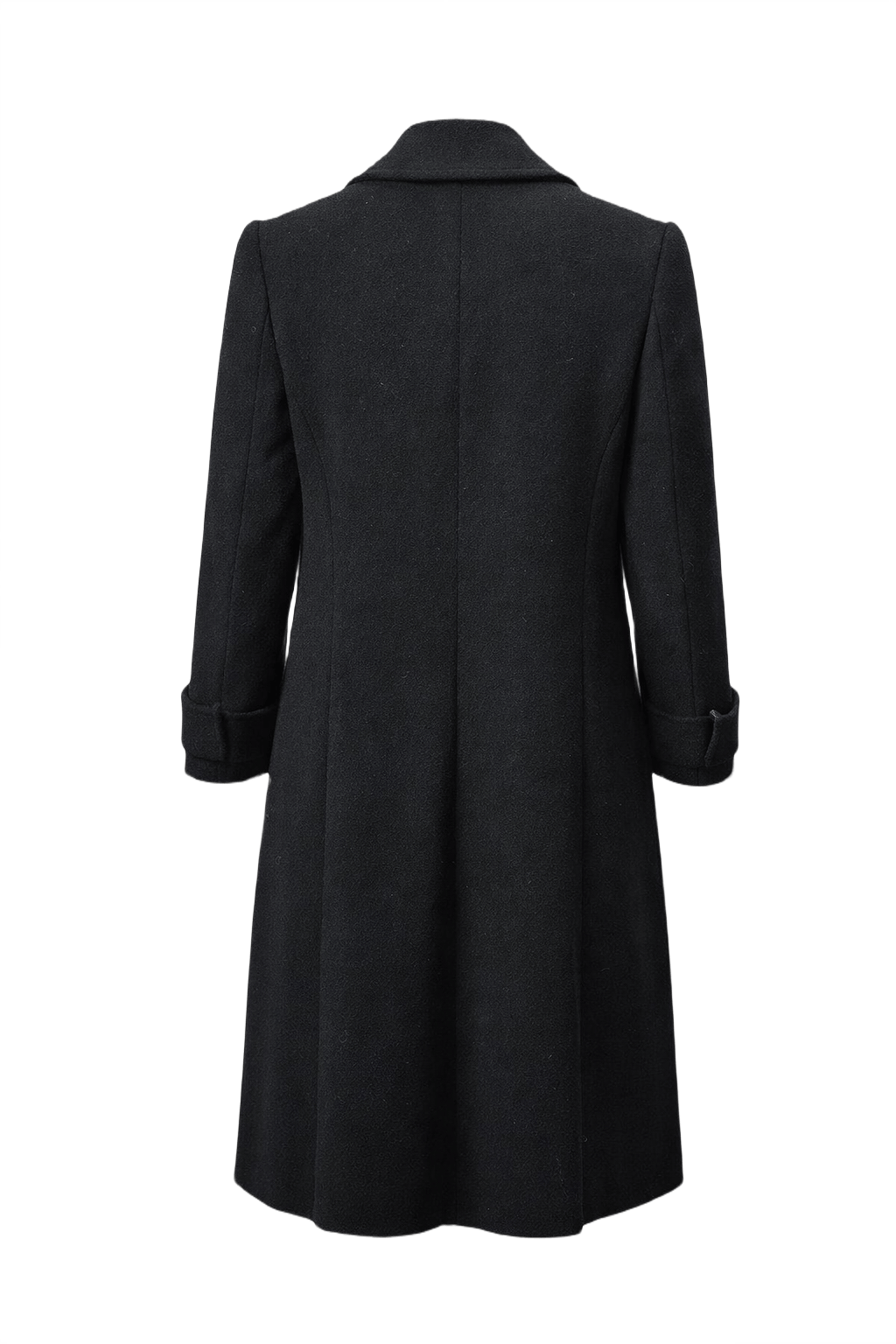 1980s Black Wool Coat - Back View