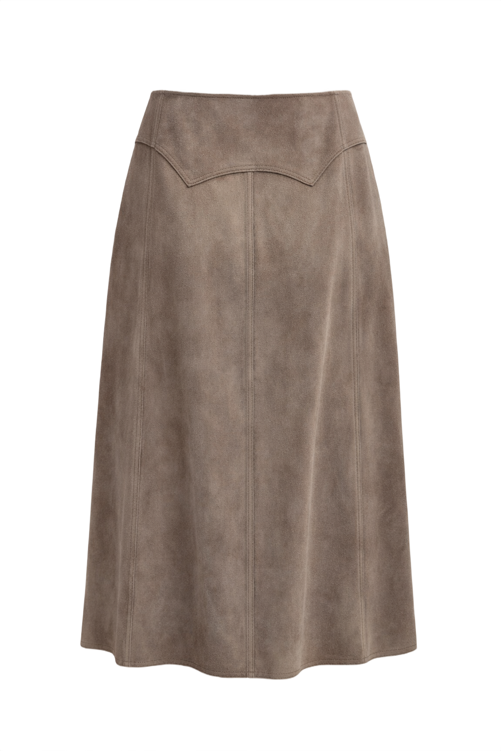 1970s Taupe Suede Skirt - Back View