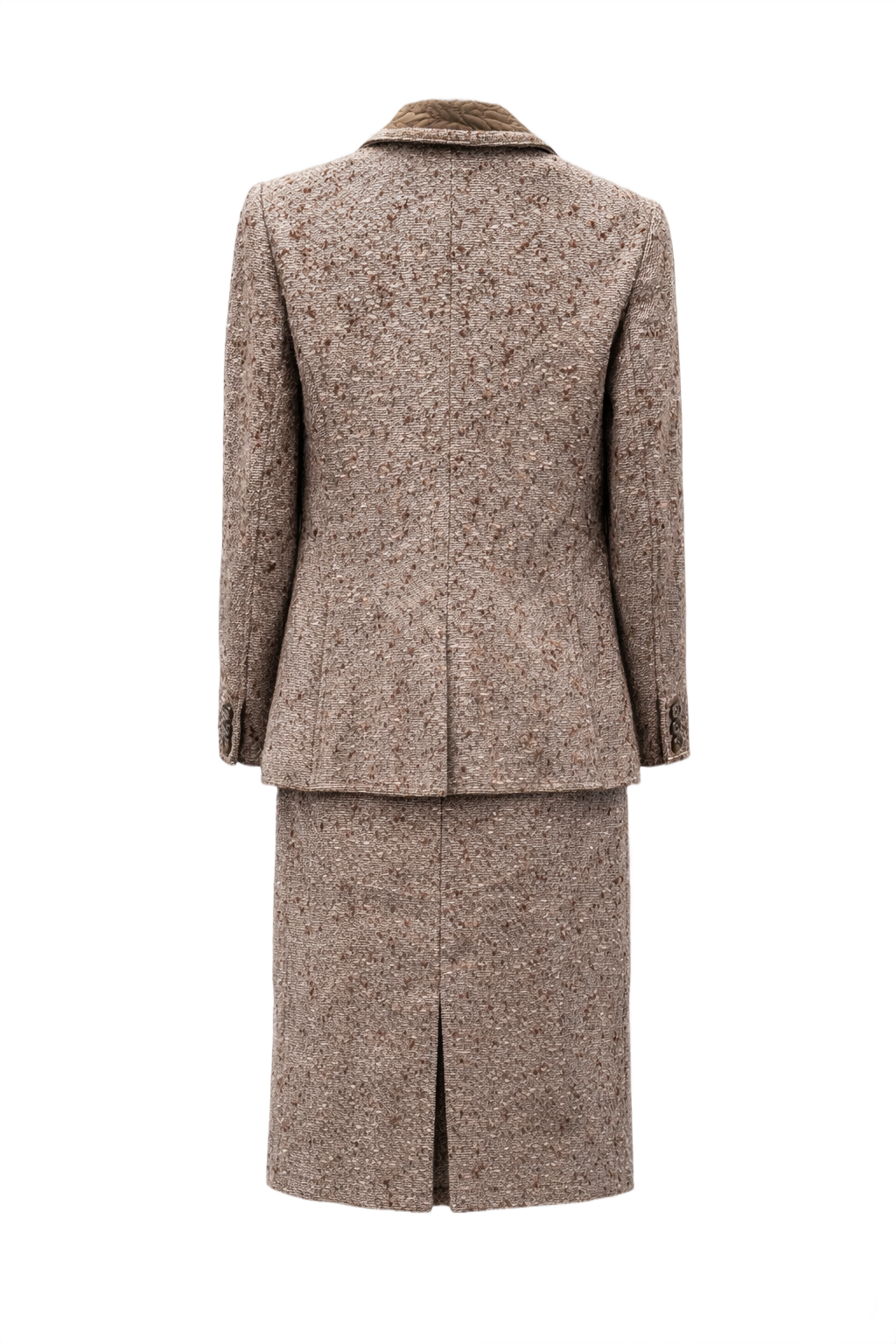 1980s Beige Wool Blazer and Skirt Set - Back View