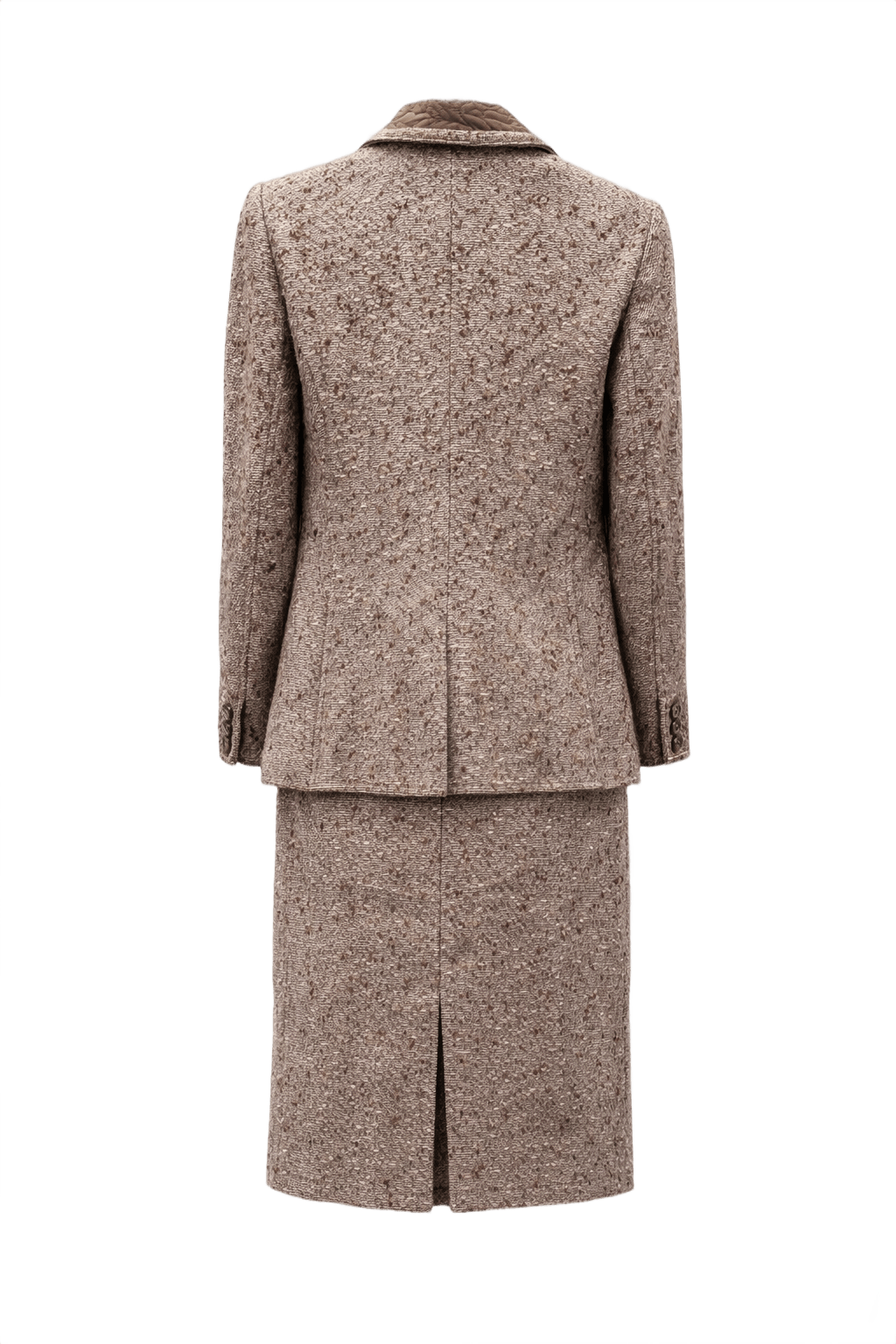 1980s Beige Wool Blazer and Skirt Set - Back View
