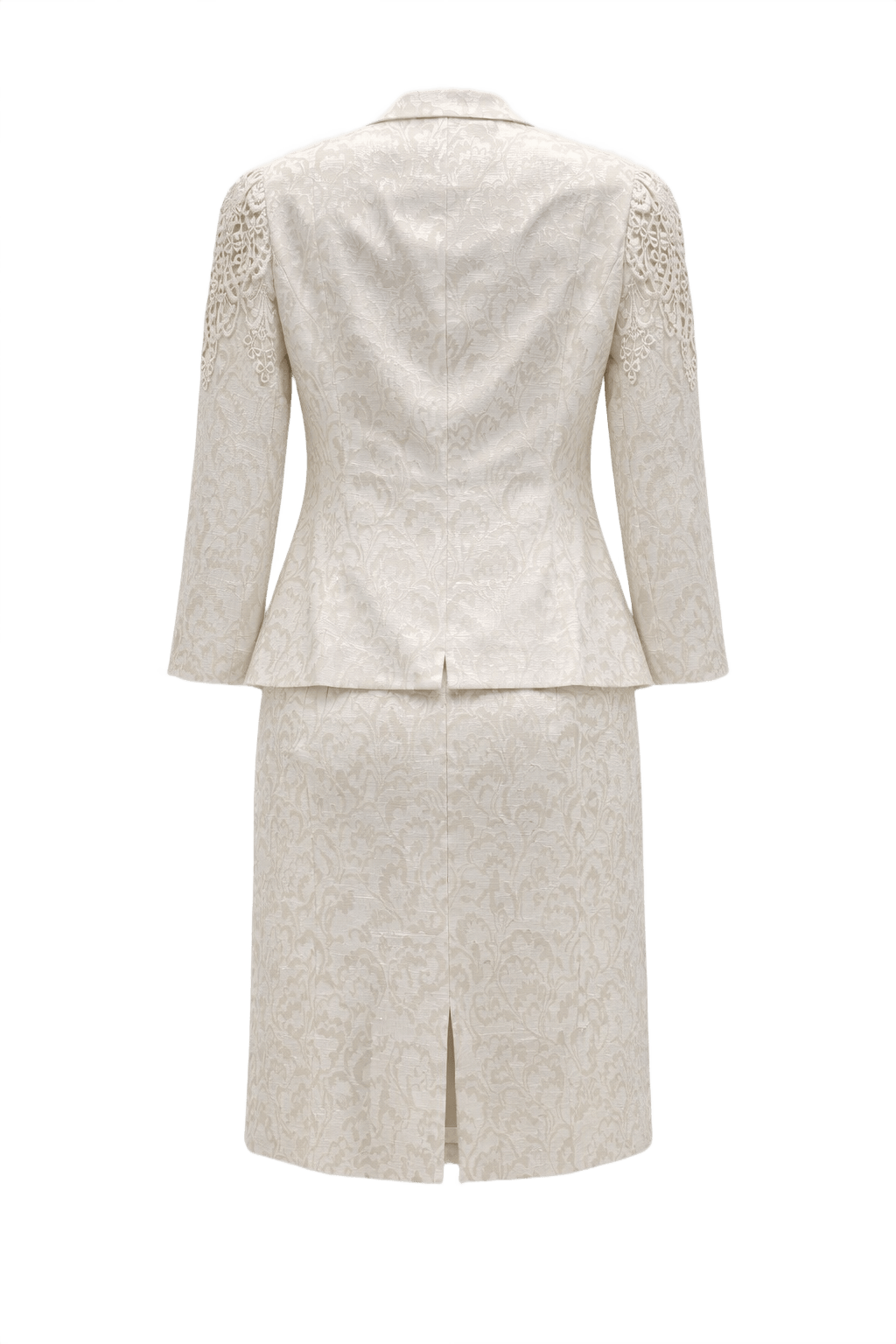 1980s Cream White Brocade 2-Piece Set - Back View