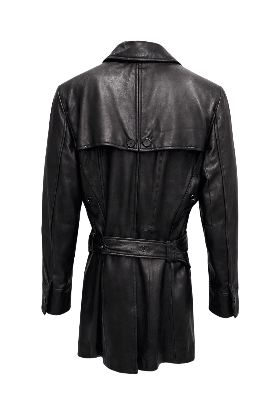 1990s Black Leather Medium Leather Jacket - Back View