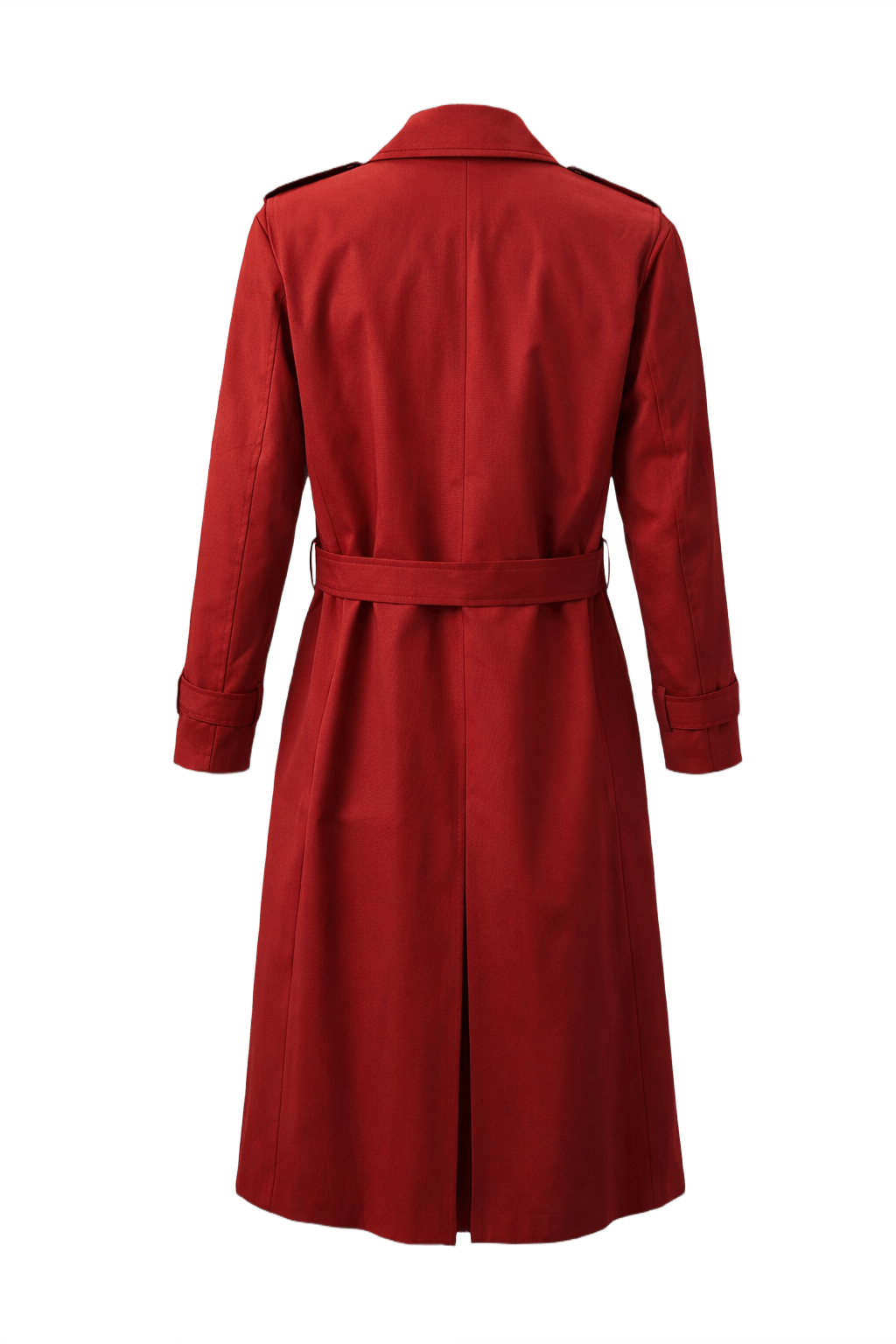 1980s Red Cotton Blend Trench Coat - Back View