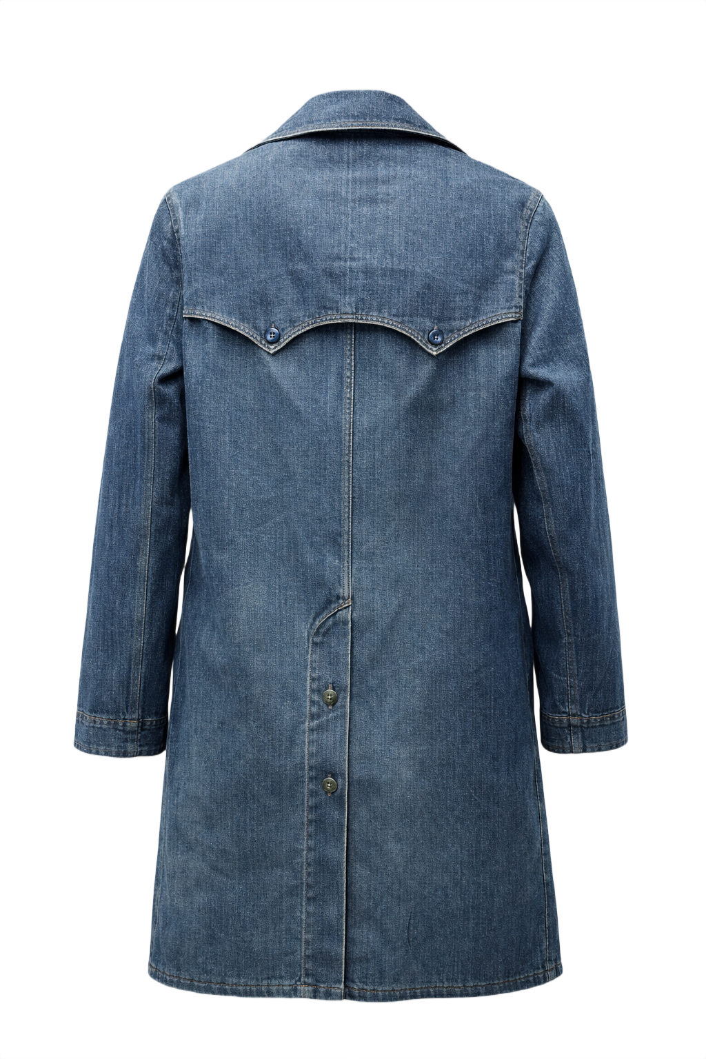 1970s Denim Blue Denim Coat - Back View