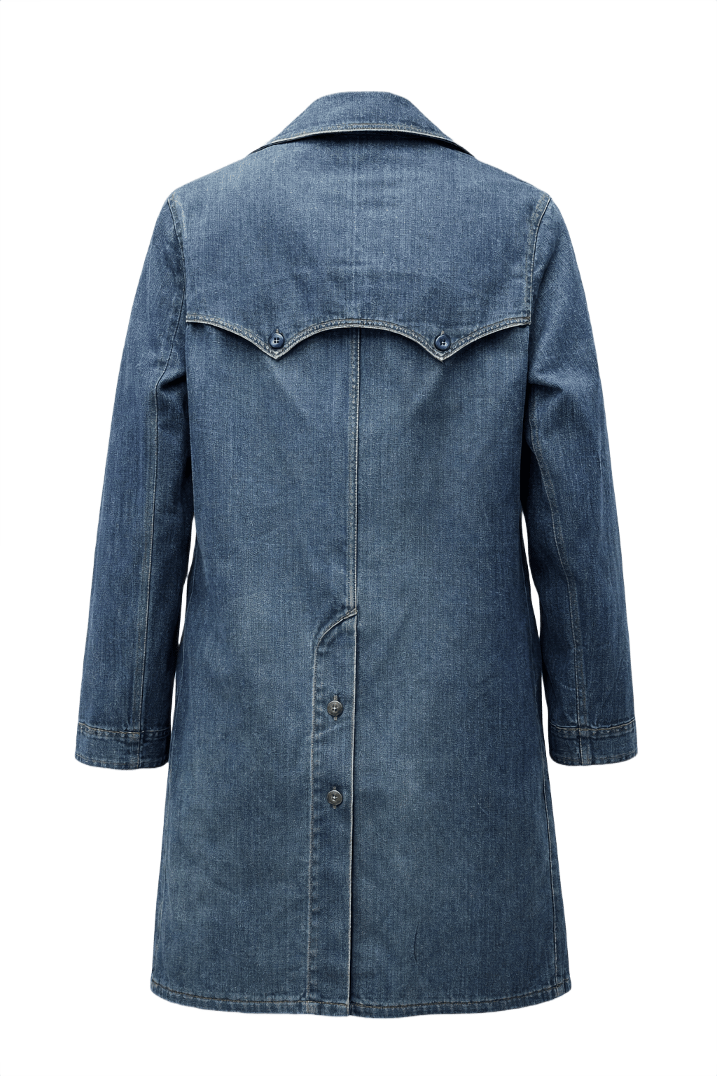 1970s Denim Blue Denim Coat - Back View