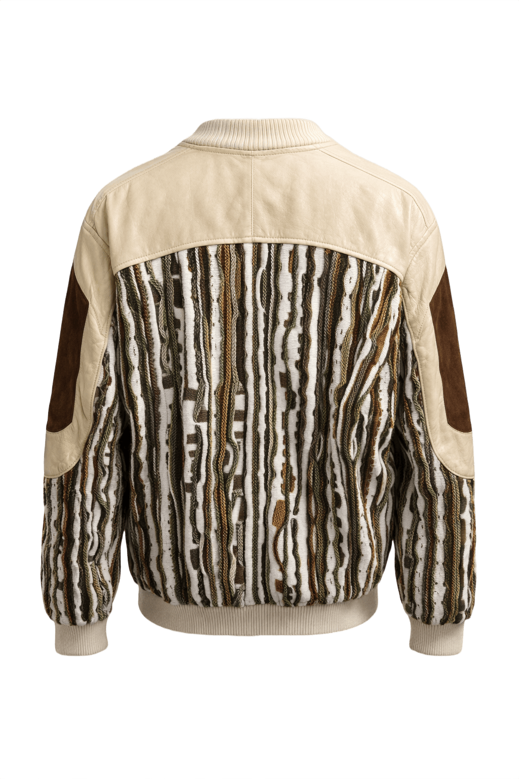 1970s Cream Leather Jacket - Back View