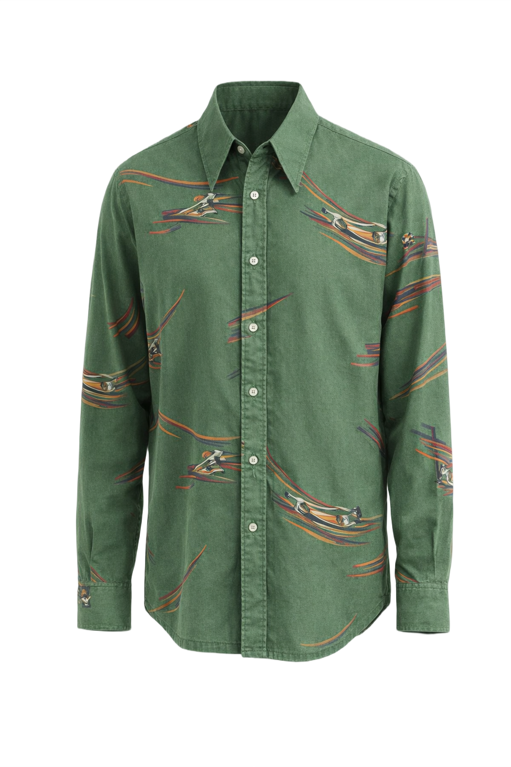 1970s Green Cotton Shirt - Front View
