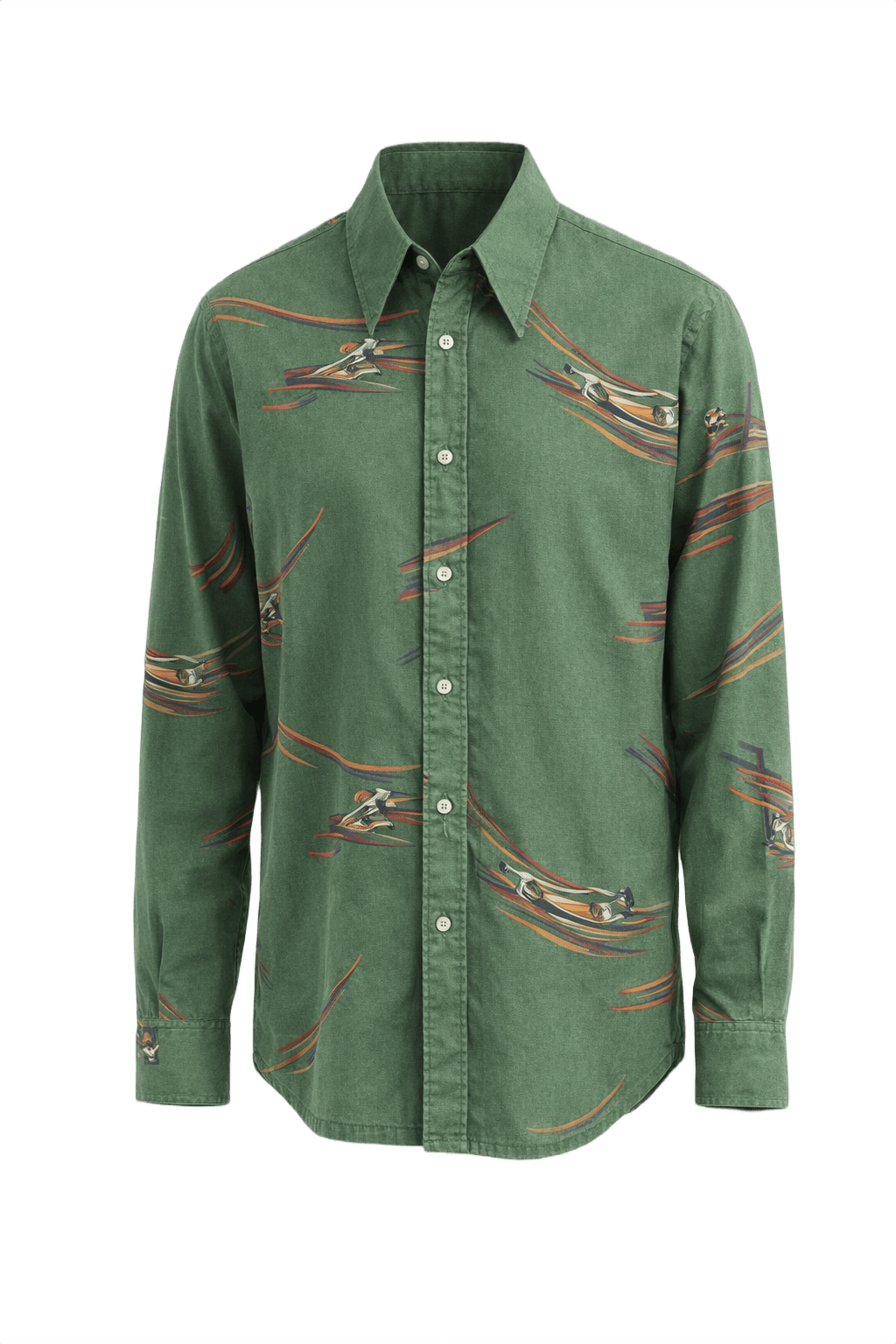 1970s Green Cotton Shirt - Front View