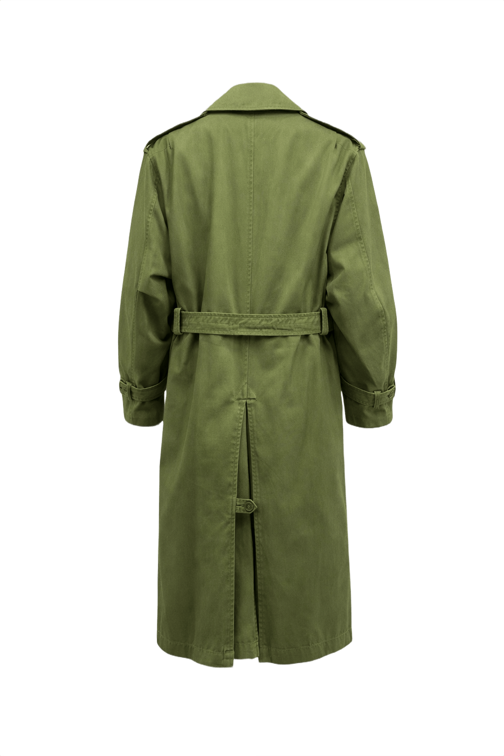 1940s Olive Green Cotton Trench Coat - Back View
