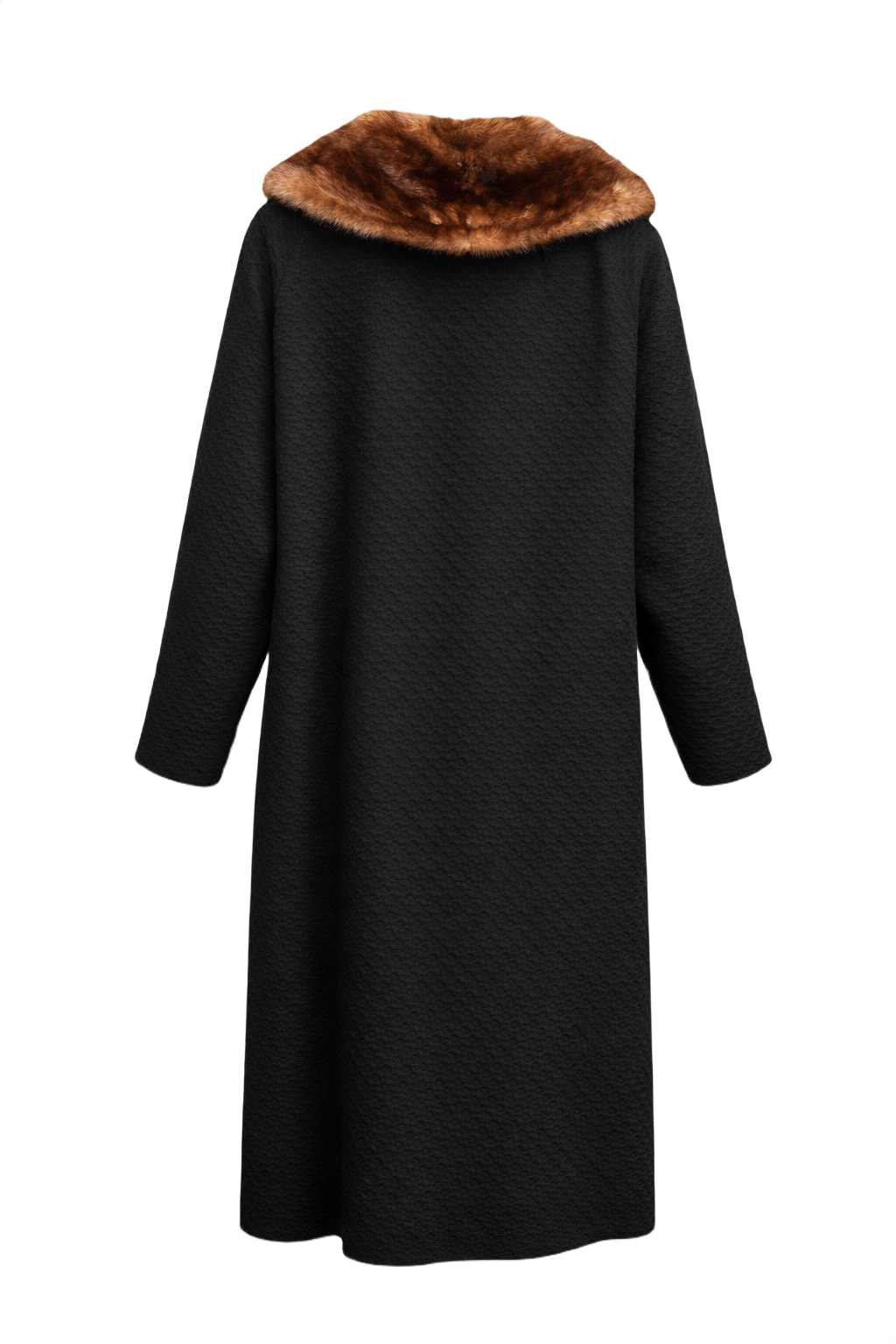 1960s Black Wool Coat - Back View