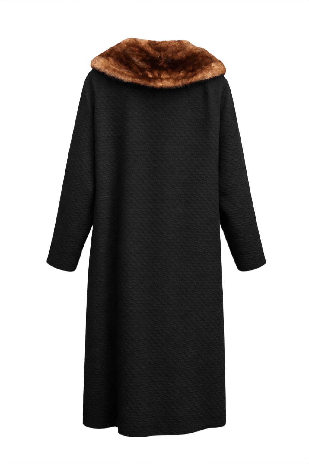 1960s Black Wool Coat - Back View