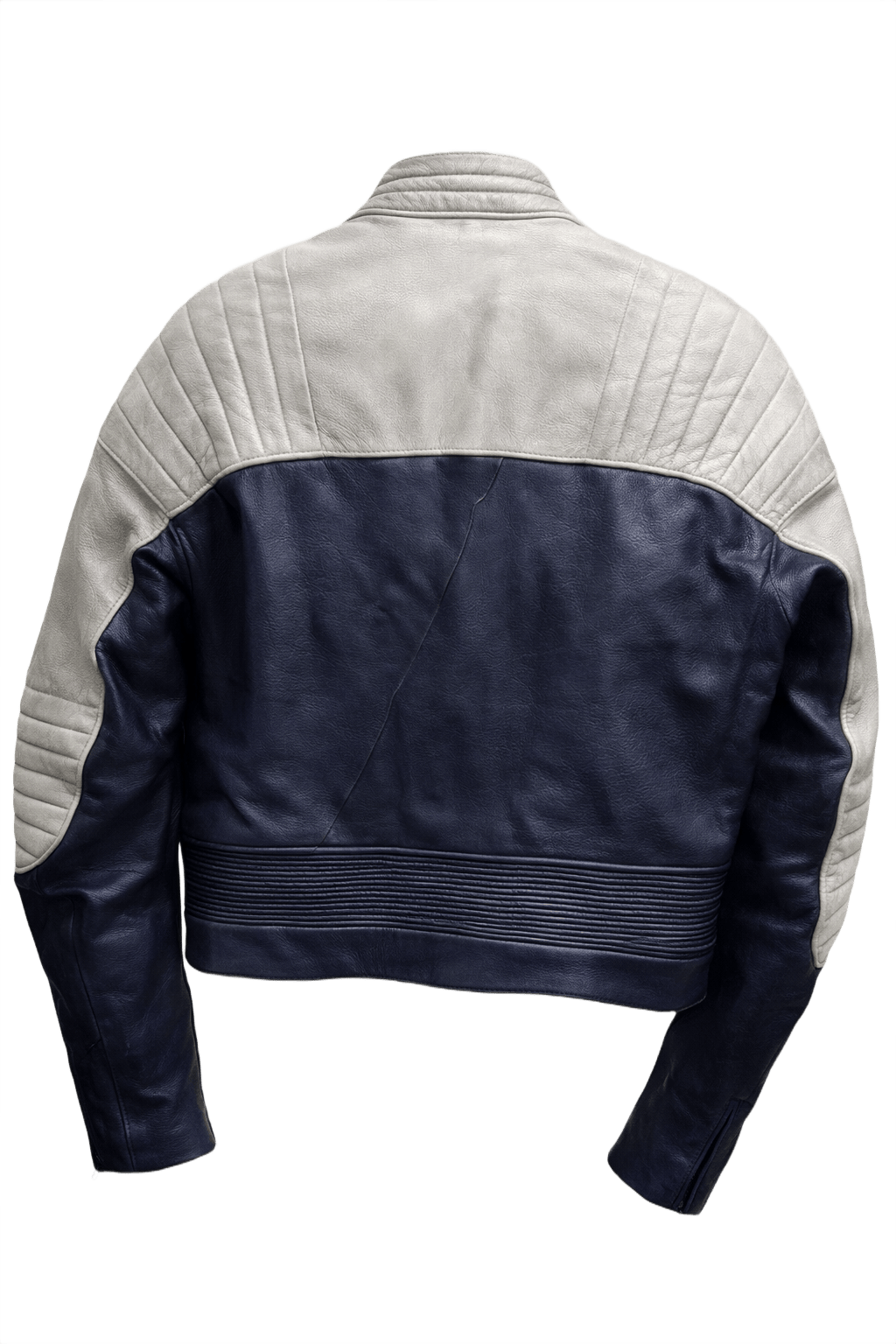 1990s Blue Leather Jacket - Back View
