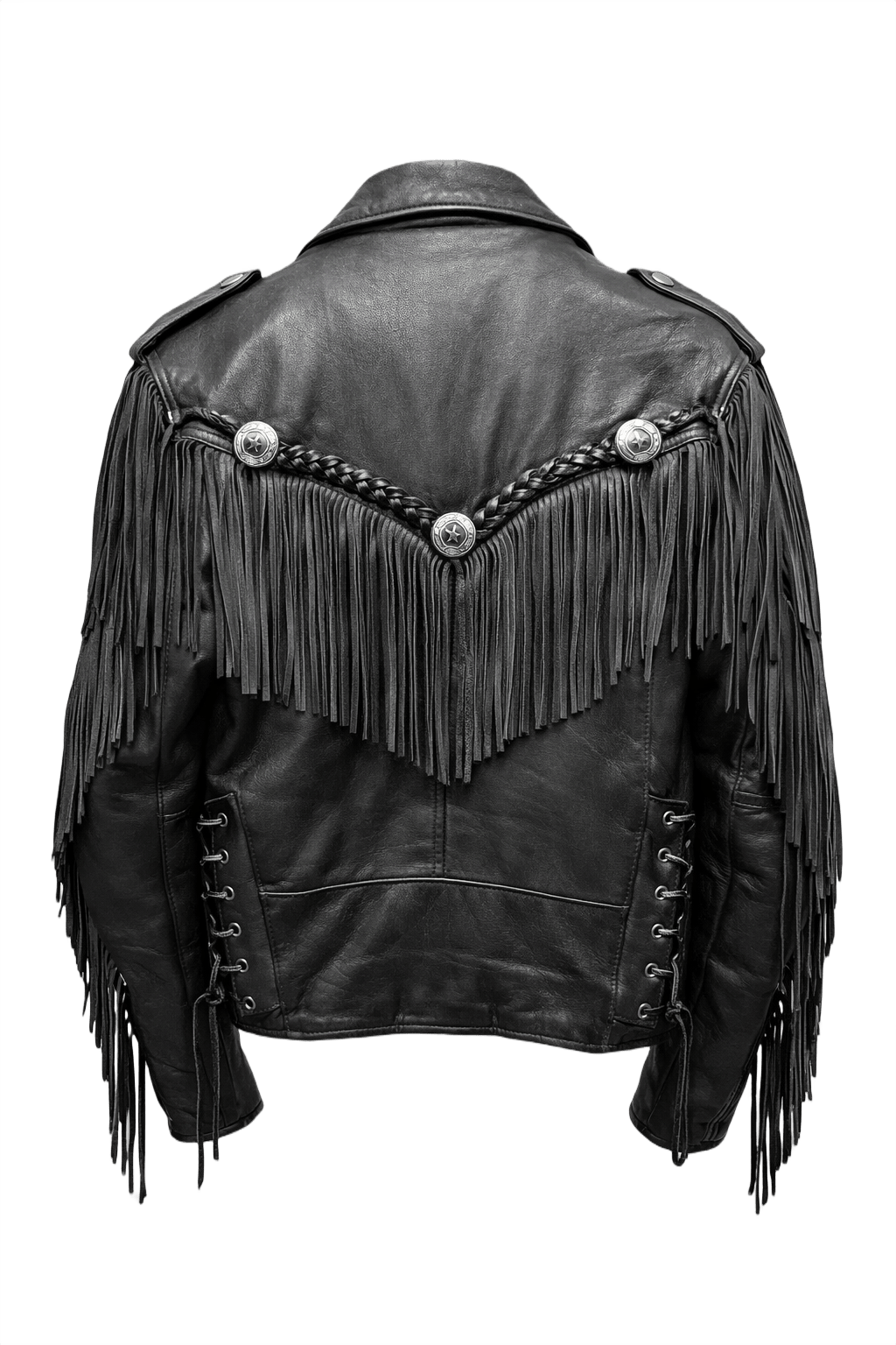 1970s Black Leather Jacket - Back View
