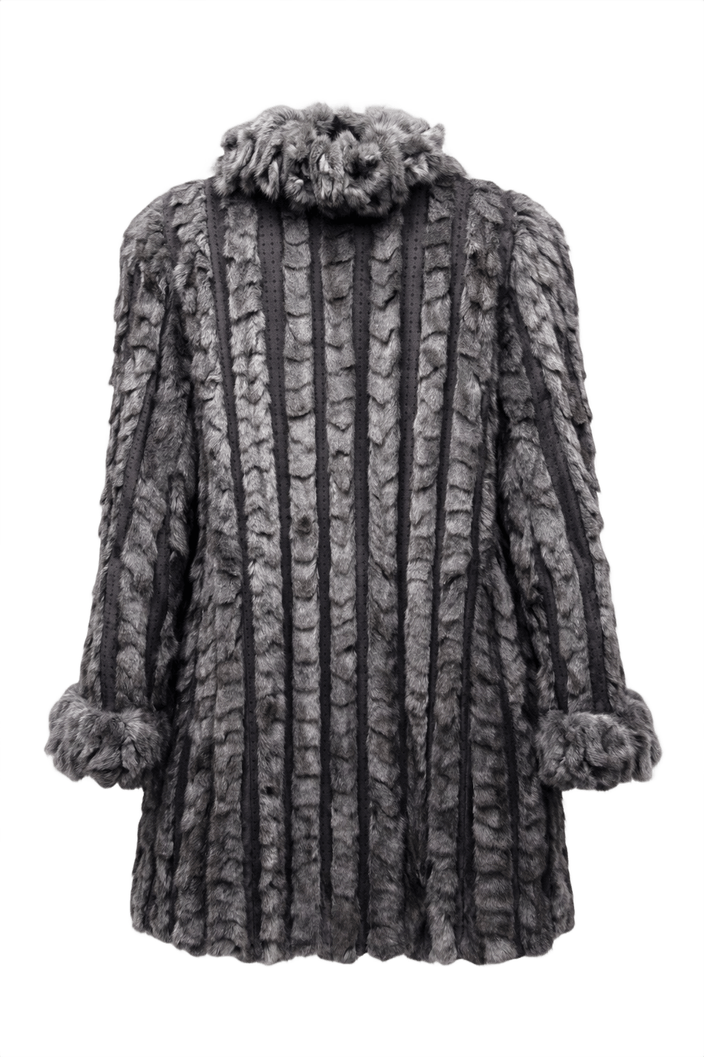 1980s Grey Fur Coat - Back View