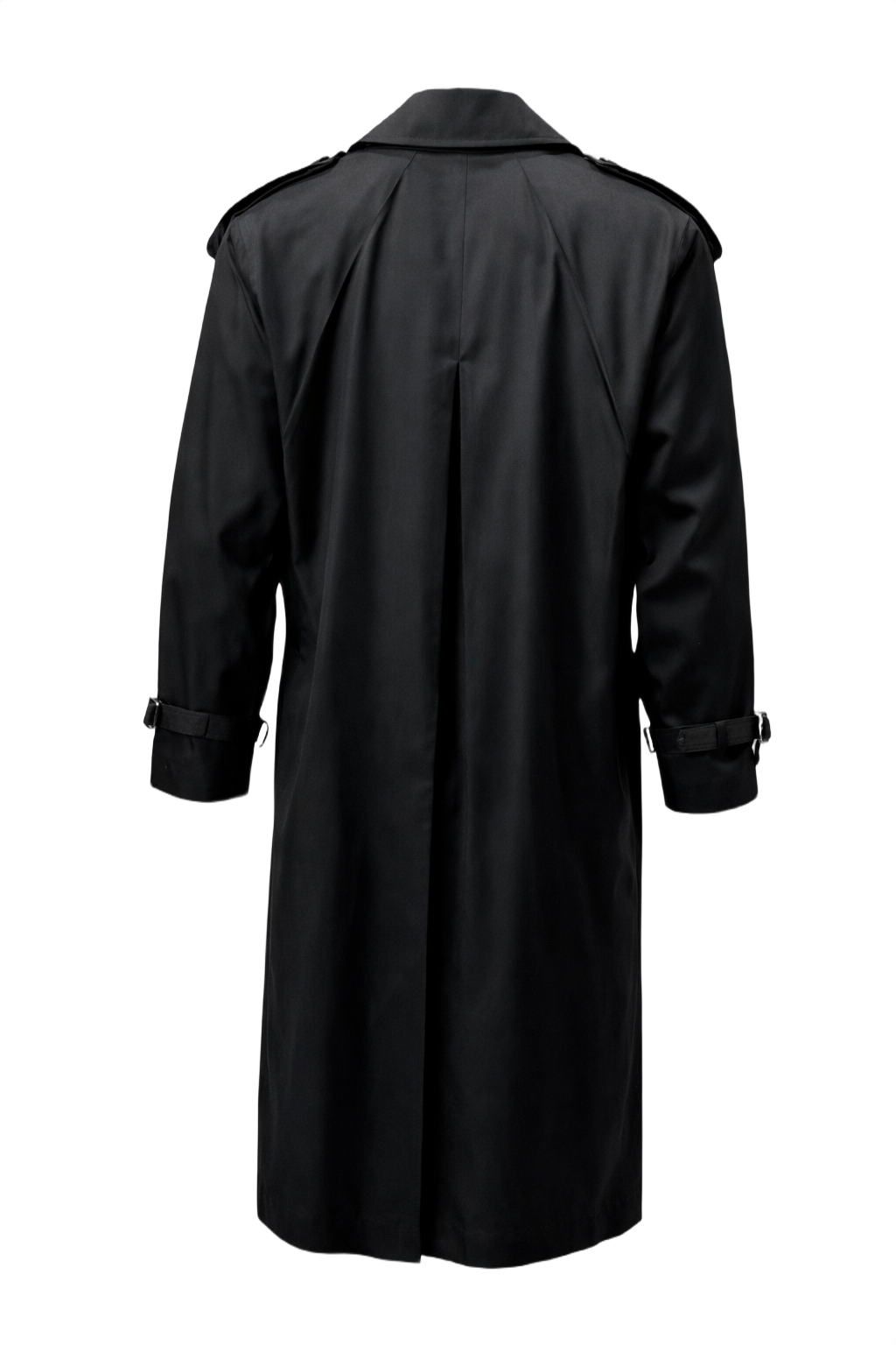 1990s Black Cotton Trench Coat - Back View