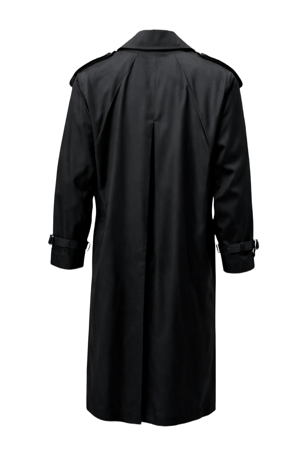 1990s Black Cotton Trench Coat - Back View