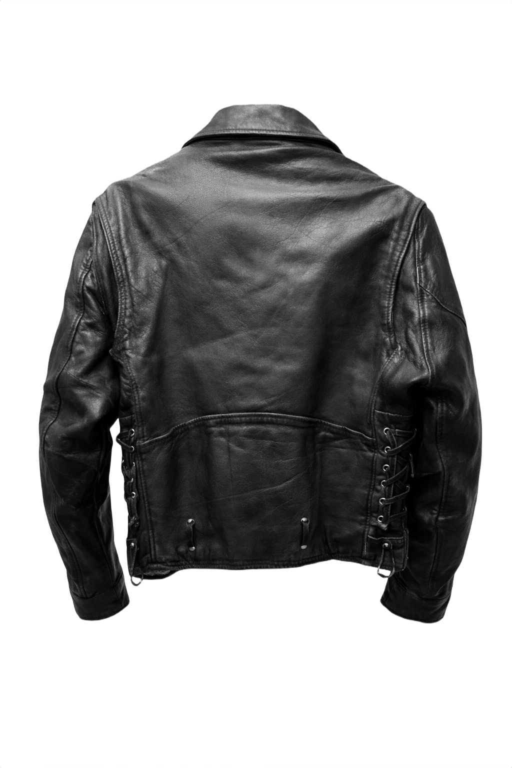 1990s Black Leather Medium Leather Jacket - Back View