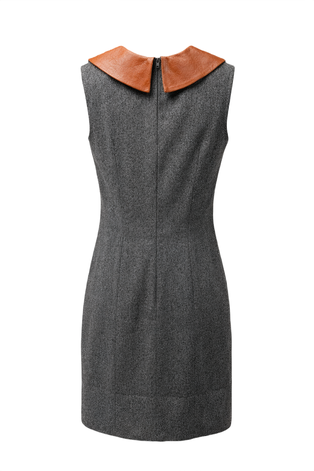 1960s Charcoal Grey Wool Shift Dress - Back View