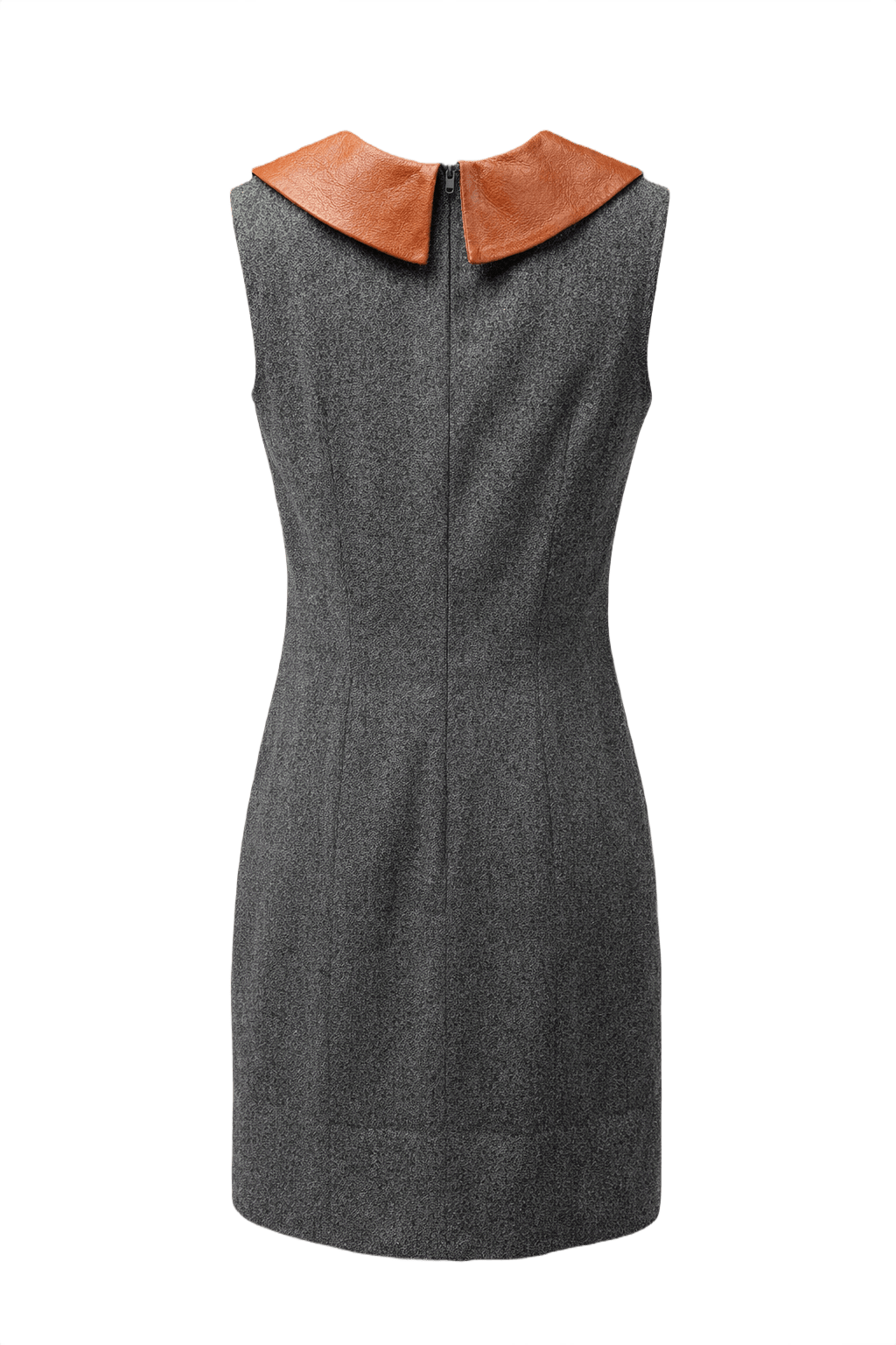 1960s Charcoal Grey Wool Shift Dress - Back View