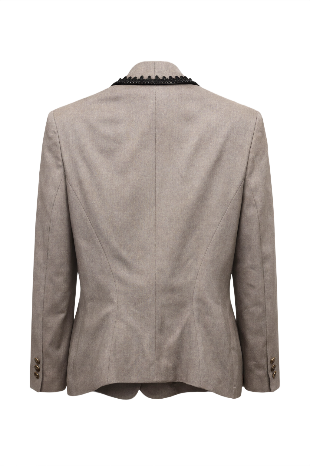 1980s Taupe Wool Blend Blazer - Back View