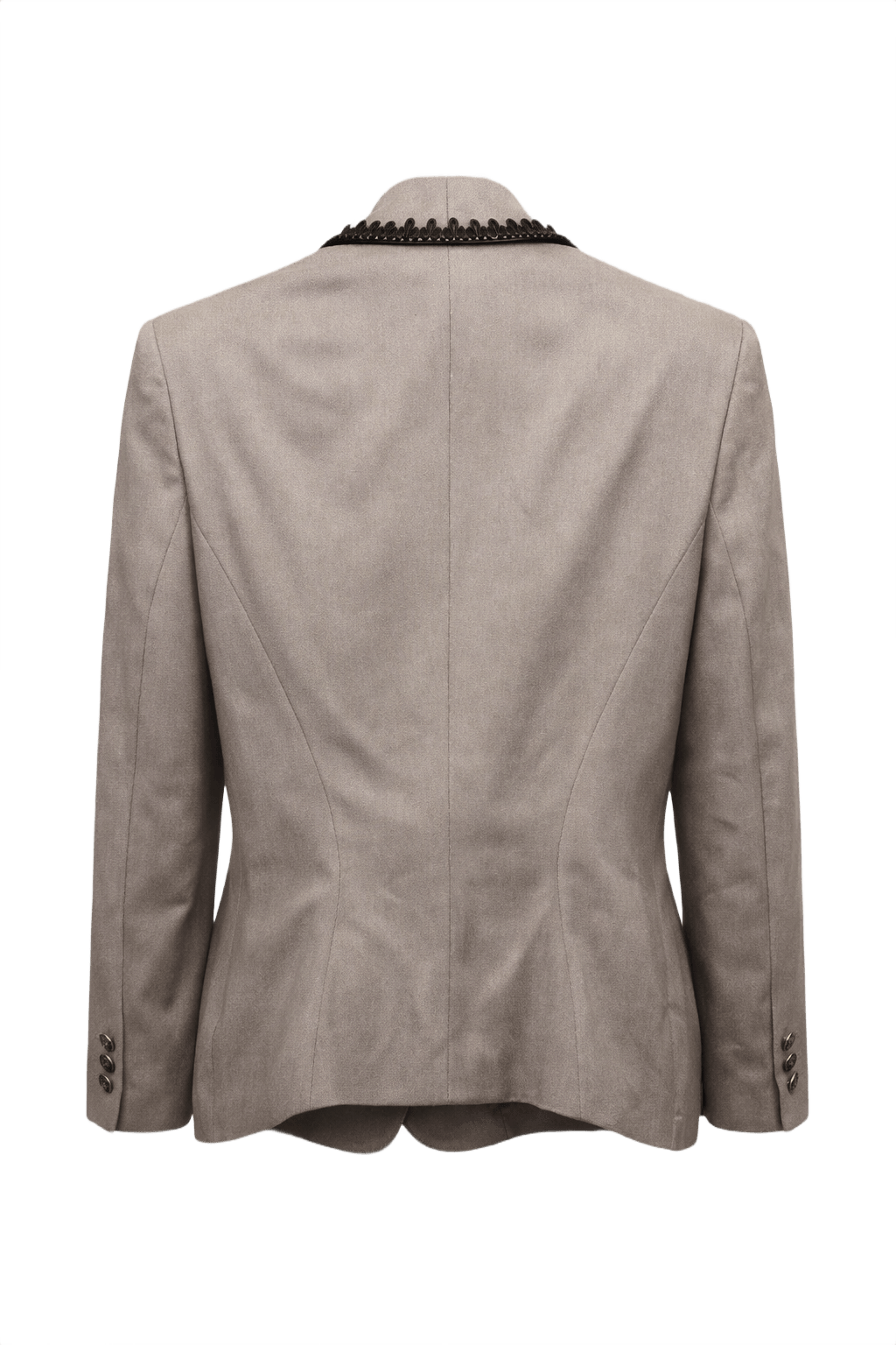 1980s Taupe Wool Blend Blazer - Back View