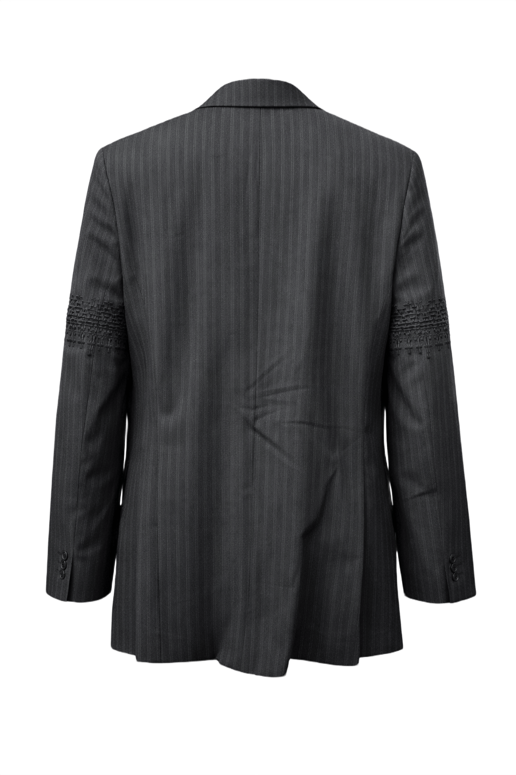 1990s Charcoal Grey Wool Blend Blazer - Back View