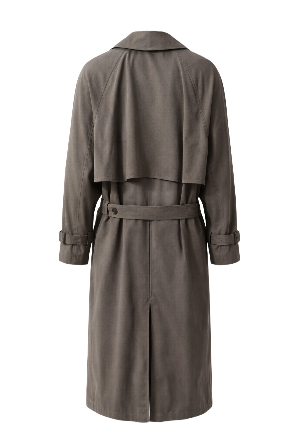 1980s Taupe Cotton Blend Trench Coat - Back View