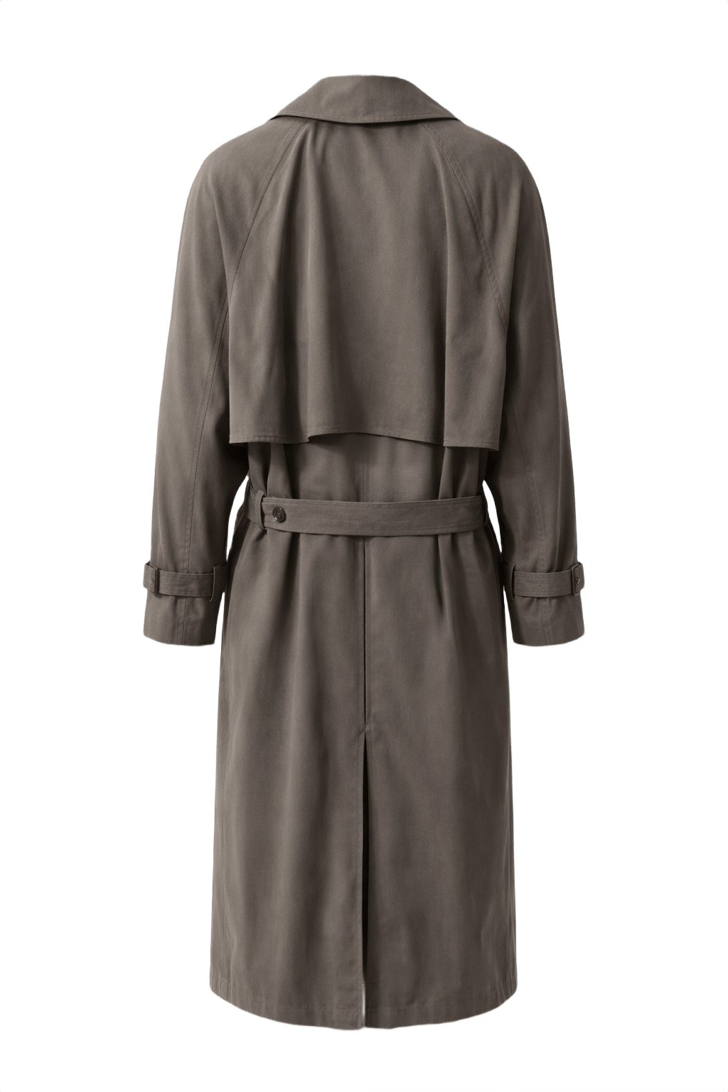 1980s Taupe Cotton Blend Trench Coat - Back View