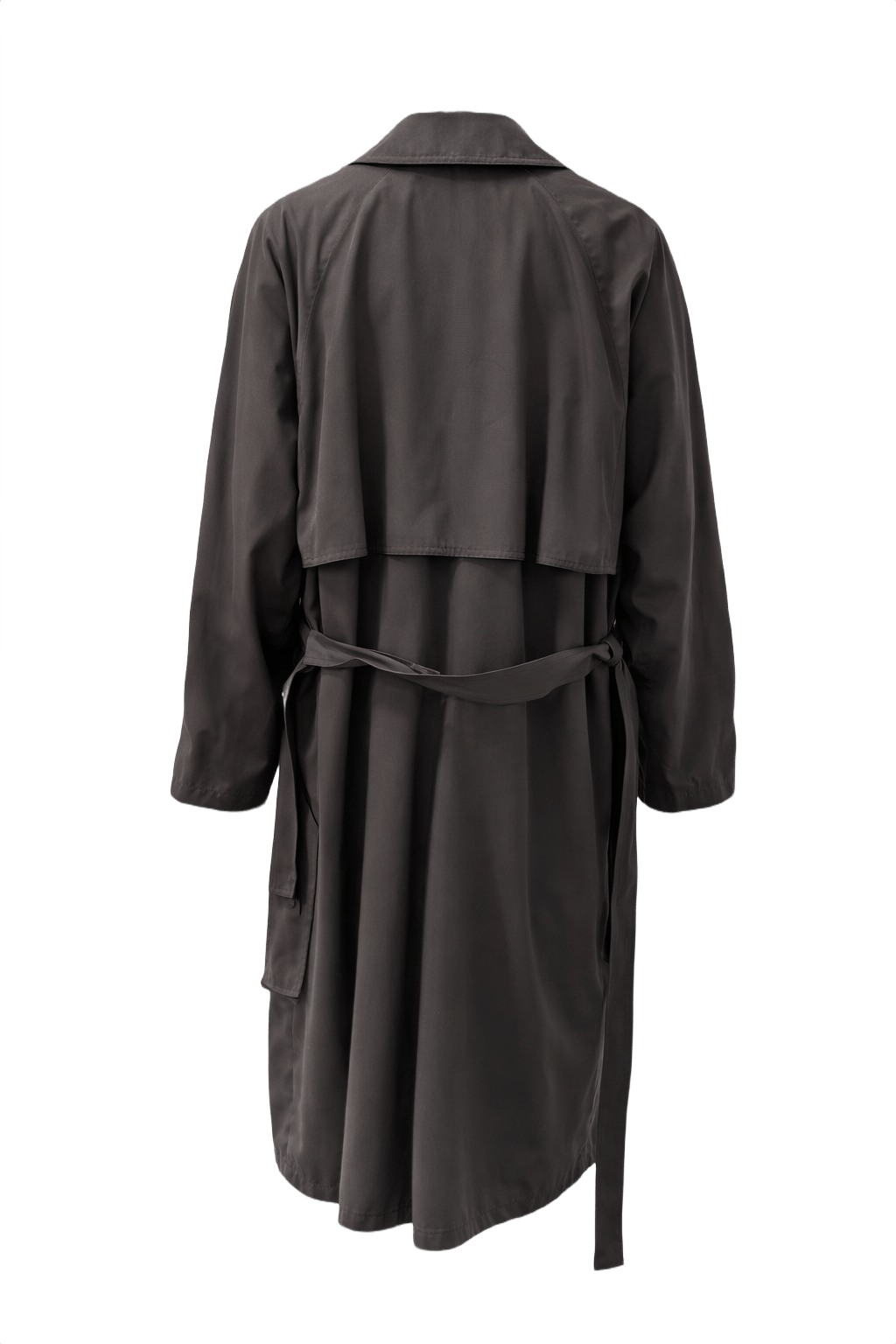 1980s Charcoal Cotton Blend Trench Coat - Back View