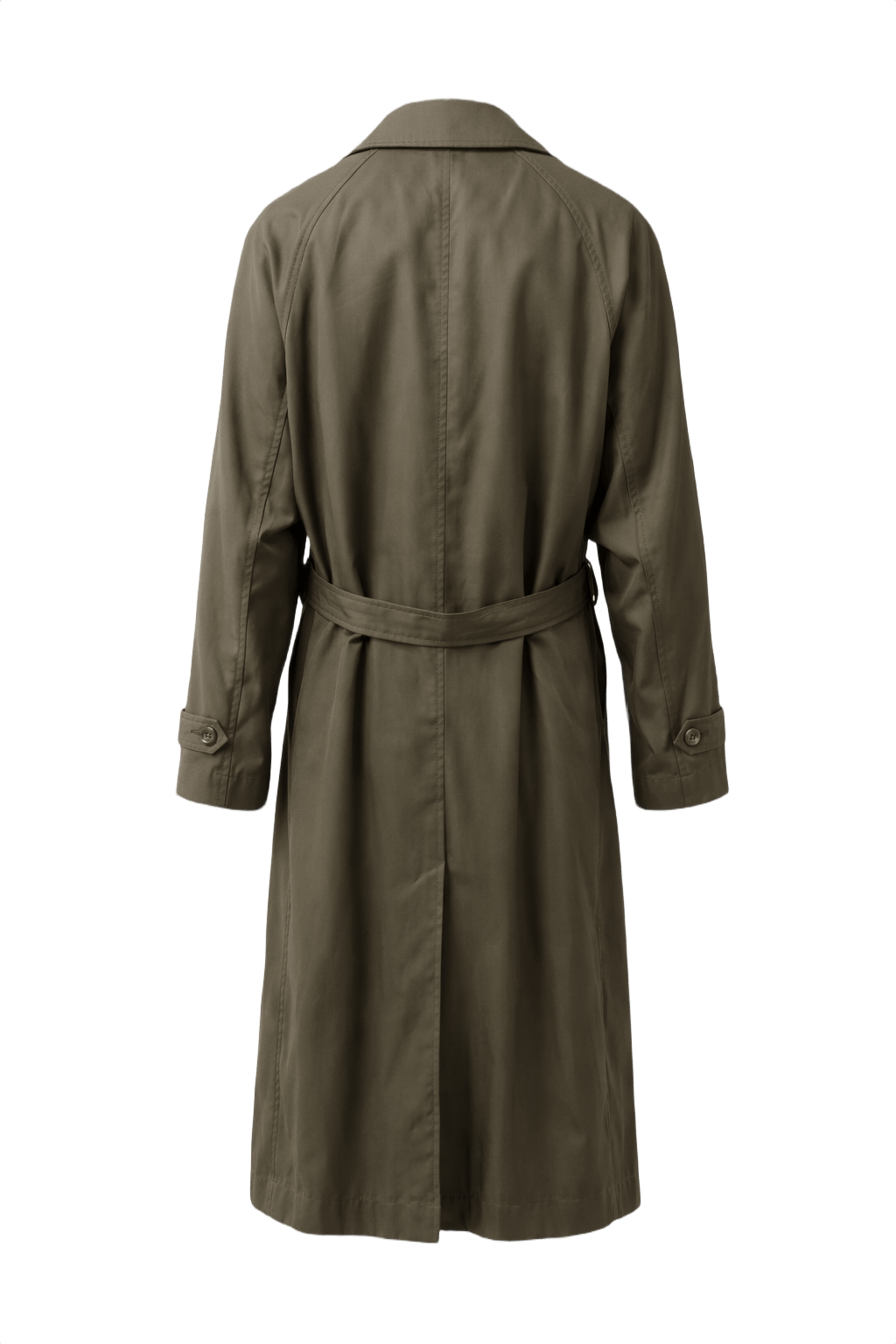 1990s Olive Green Cotton Blend Trench Coat - Back View