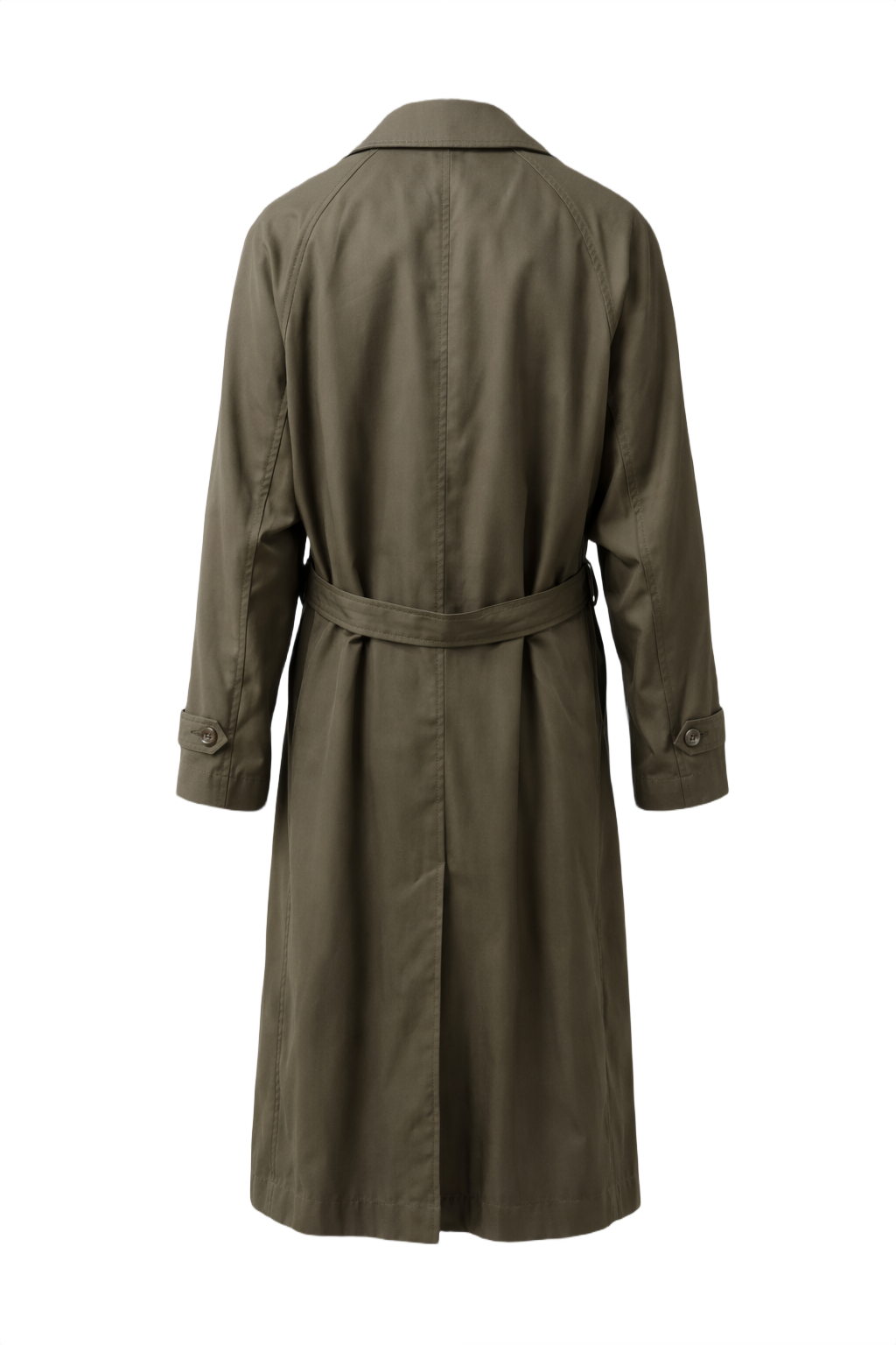 1990s Olive Green Cotton Blend Trench Coat - Back View